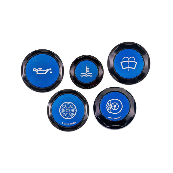IAG Performance Revolve Engine Bay Dress Up Cap Kit Black w/ Blue Accent 2022-2024 WRX / 2013-2024 BRZ / 2013-2016 FRS / 2017-2020 GT86 / 2022-2024 GR86 - IAG-ACC-5405BKBL - Subimods.com