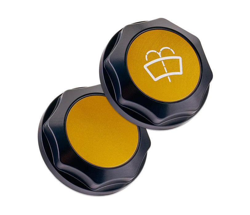 IAG Performance Revolve Engine Bay Dress Up Cap Kit Black w/ Gold Accent 2002 - 2007 WRX / 2004 - 2007 STI / 2004 - 2008 Forester XT - IAG - ACC - 5401BKGD - Subimods.com