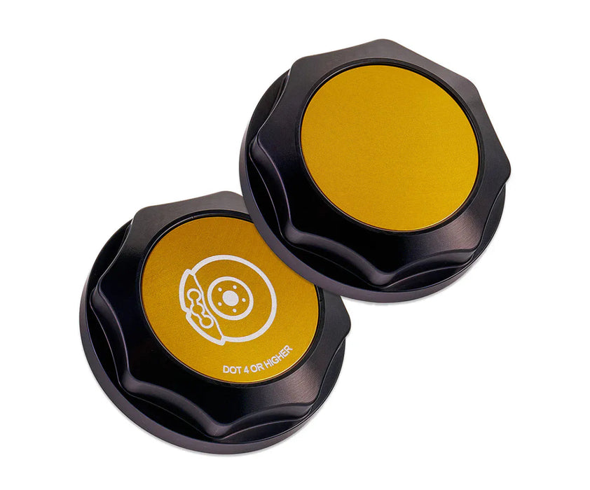 IAG Performance Revolve Engine Bay Dress Up Cap Kit Black w/ Gold Accent 2008 - 2014 WRX / 2008 - 2014 STI / 2005 - 2009 Legacy GT - IAG - ACC - 5402BKGD - Subimods.com