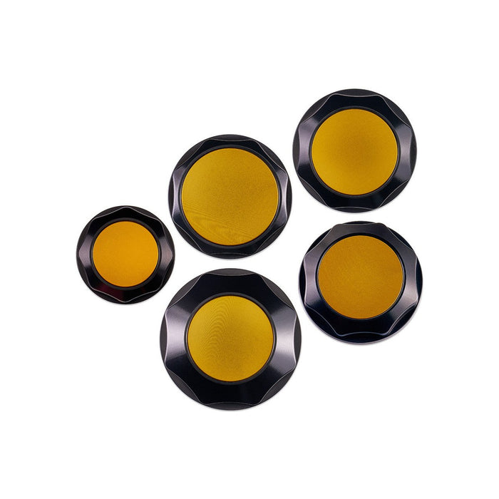 IAG Performance Revolve Engine Bay Dress Up Cap Kit Black w/ Gold Accent 2015 - 2021 STI - IAG - ACC - 5404BKGD - Subimods.com