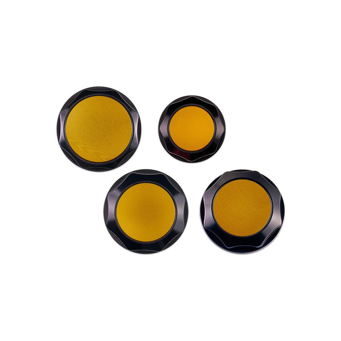 IAG Performance Revolve Engine Bay Dress Up Cap Kit Black w/ Gold Accent 2015 - 2021 WRX - IAG - ACC - 5403BKGD - Subimods.com