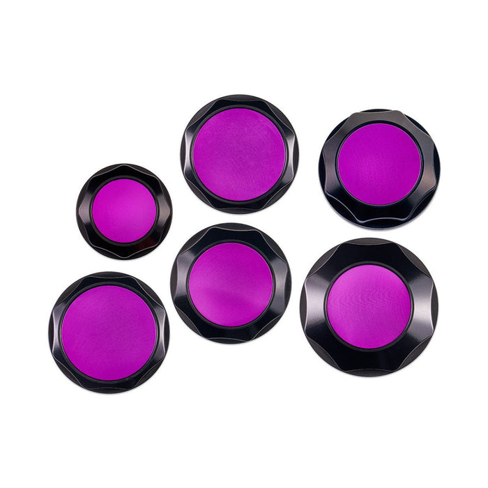 IAG Performance Revolve Engine Bay Dress Up Cap Kit Black w/ Purple Accent 2008 - 2014 WRX / 2008 - 2014 STI / 2005 - 2009 Legacy GT - IAG - ACC - 5402BKPR - Subimods.com