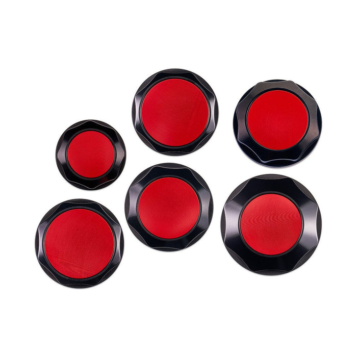 IAG Performance Revolve Engine Bay Dress Up Cap Kit Black w/ Red Accent 2002-2007 WRX / 2004-2007 STI / 2004-2008 Forester XT
