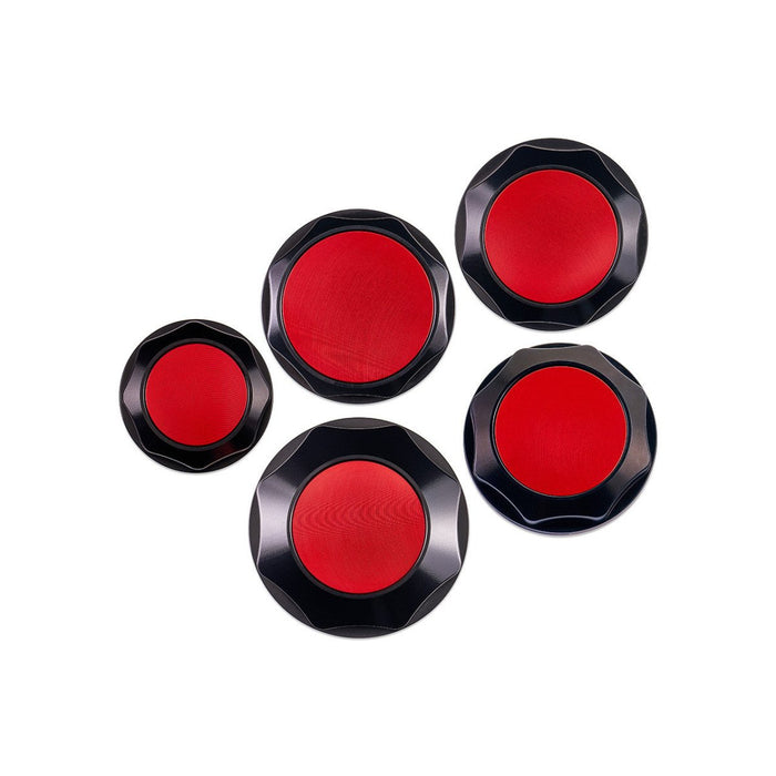 IAG Performance Revolve Engine Bay Dress Up Cap Kit Black w/ Red Accent 2015 - 2021 STI - IAG - ACC - 5404BKRD - Subimods.com