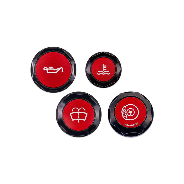 IAG Performance Revolve Engine Bay Dress Up Cap Kit Black w/ Red Accent 2015 - 2021 WRX - IAG - ACC - 5403BKRD - Subimods.com