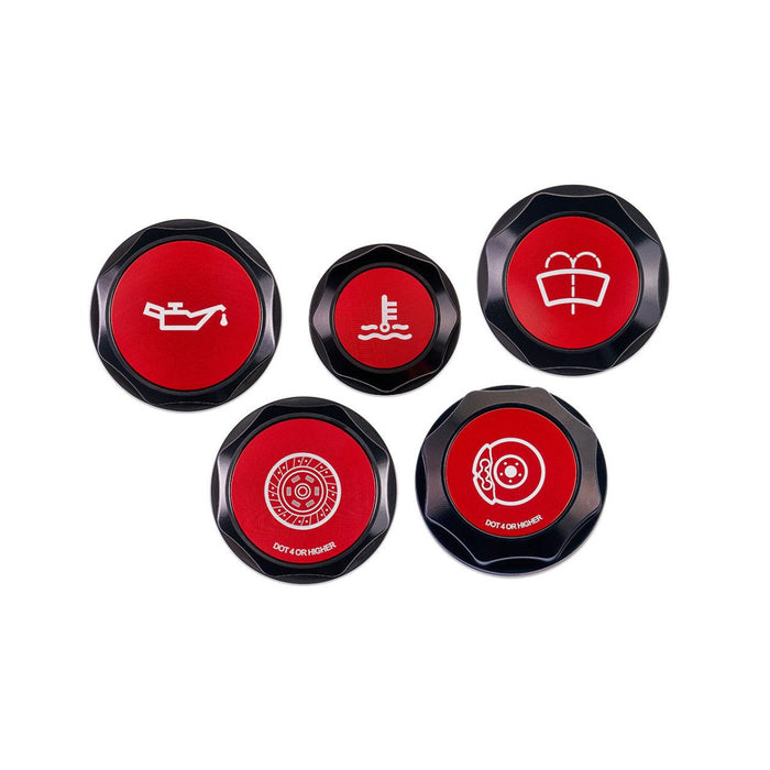 IAG Performance Revolve Engine Bay Dress Up Cap Kit Black w/ Red Accent 2022 - 2024 WRX / 2013 - 2024 BRZ / 2013 - 2016 FRS / 2017 - 2020 GT86 / 2022 - 2024 GR86 - IAG - ACC - 5405BKRD - Subimods.com