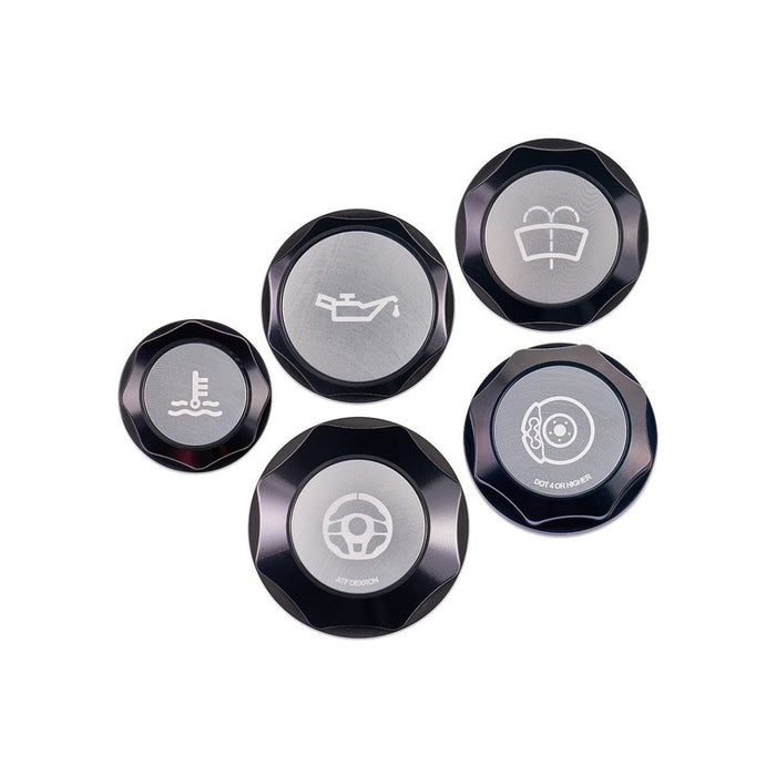 IAG Performance Revolve Engine Bay Dress Up Cap Kit Black w/ Silver Accent 2015 - 2021 STI - IAG - ACC - 5404BKSL - Subimods.com
