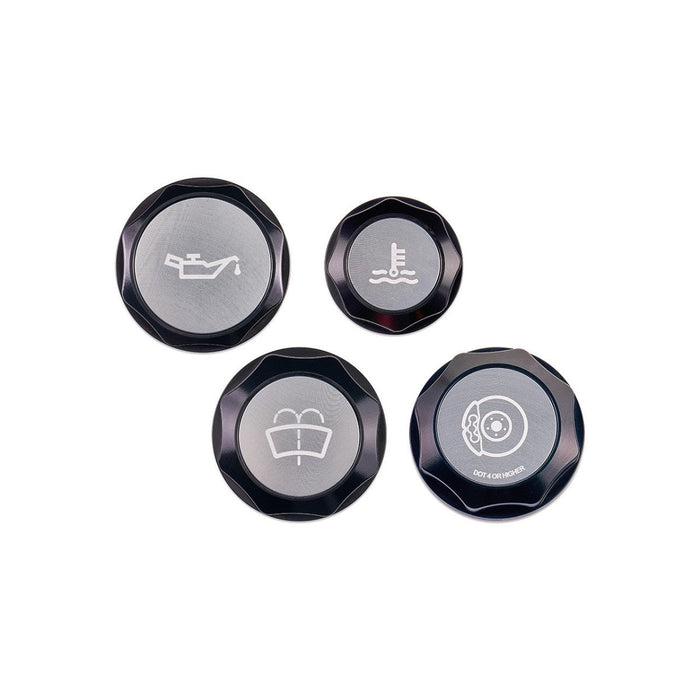 IAG Performance Revolve Engine Bay Dress Up Cap Kit Black w/ Silver Accent 2015 - 2021 WRX - IAG - ACC - 5403BKSL - Subimods.com