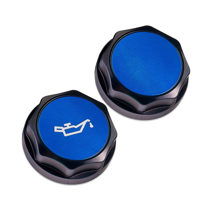 IAG Performance Revolve Engine Oil Cap Black w/ Blue Accent 2002 - 2024 WRX / 2004 - 2021 STI / 2013 - 2024 BRZ / 2005 - 2009 Legacy GT / 2004 - 2008 Forester XT - IAG - ACC - 5301BKBL - Subimods.com