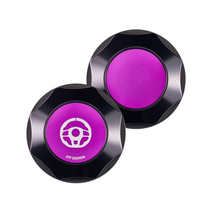 IAG Performance Revolve Power Steering Reservoir Cap Black w/ Purple Accent 02-07 WRX / 04-07 STI / 04-08 Forester XT - IAG-ACC-5306BKPR - Subimods.com