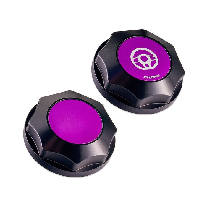 IAG Performance Revolve Power Steering Reservoir Cap Black w/ Purple Insert 08-14 WRX / 08-21 STI / 05-09 Legacy GT - IAG-ACC-5307BKPR - Subimods.com