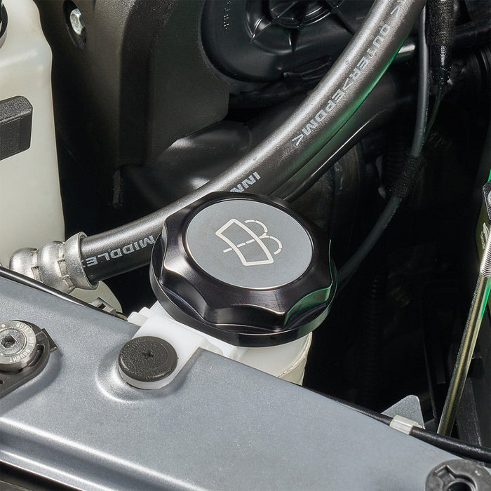 IAG Performance Revolve Washer Fluid Reservoir Cap Black w/ Silver Accent 2002 - 2024 WRX / 2004 - 2021 STI / 2013 - 2024 BRZ / 2005 - 2009 Legacy GT / 2004 - 2008 Forester XT - IAG - ACC - 5305BKSL - Subimods.com