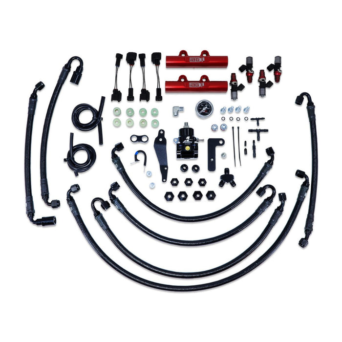 IAG PTFE Flex Fuel System Kit w/ Lines, Rails, FPR and ID 1300cc Injectors 08 - 14 WRX / 08 - 21 STI - IAG-AFD-2322RD - Subimods.com