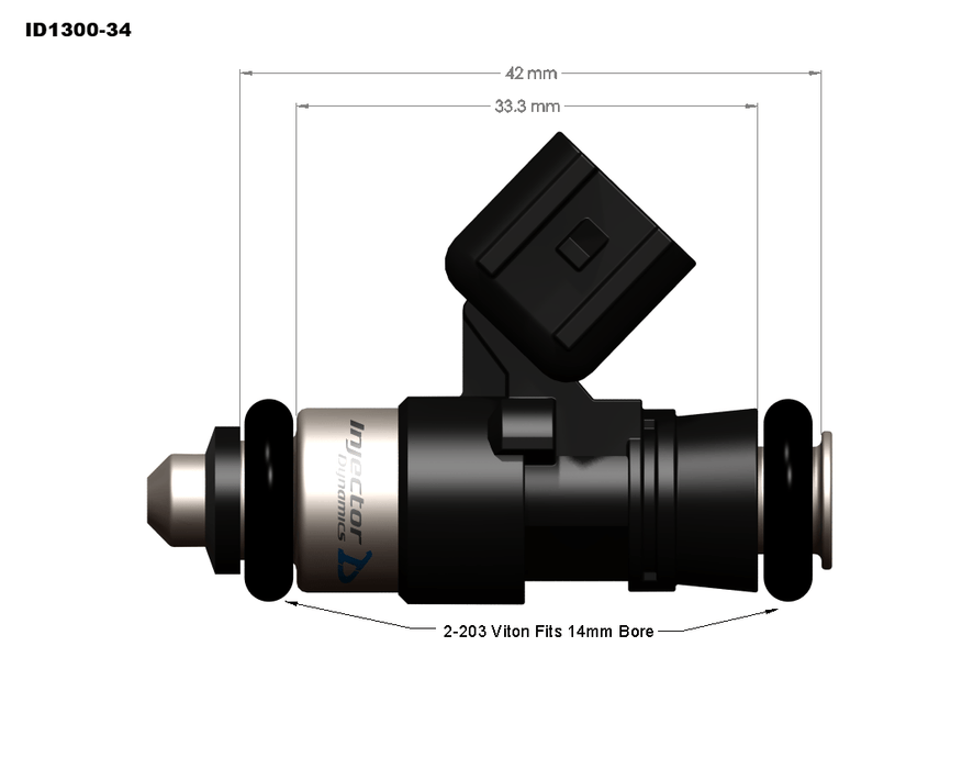 Injector Dynamics Universal ID1300XDS Top Feed 1300cc 34mm Length w/ 14mm Top and 14mm Lower O - Rings - 1300.34.14.14.4 - Subimods.com