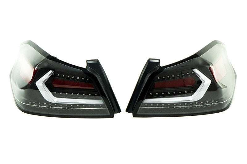 OLM Evolution Tail Lights Clear Lens, Black Base, White Bar 2015-2021 WRX / STI