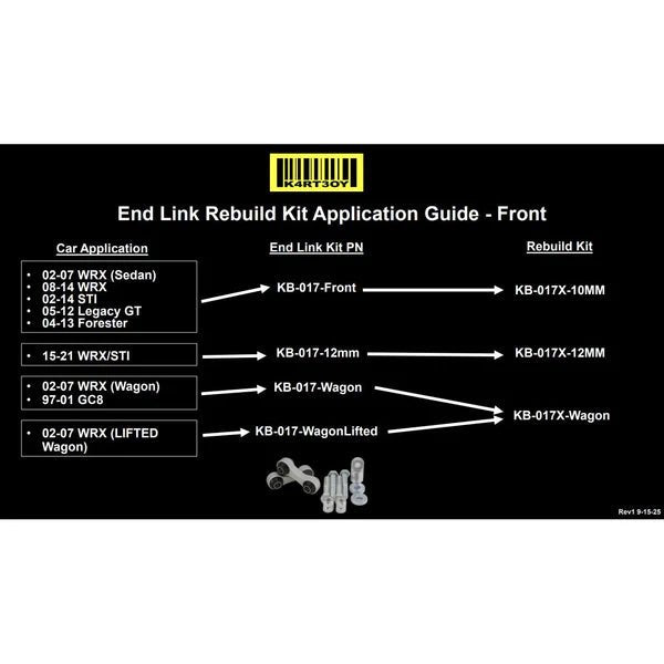 Kartboy Endlink Rebuild Kit Many Subaru Models - KB-017X-10MM - Subimods.com