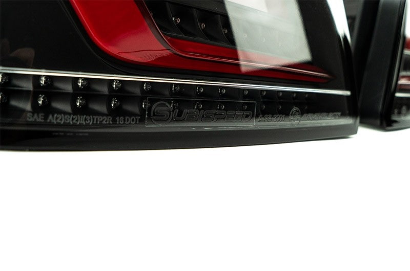OLM Evolution Tail Lights Clear Lens, Black Base, Red Bar 2015-2021 WRX / STI