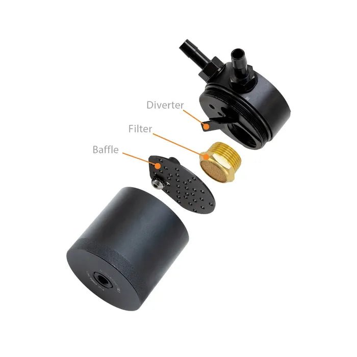 Mishimoto Baffled Oil Catch Can PCV Side w/ Black Silicone 2015 - 2021 WRX - MMBCC-WRX-15PBE - Subimods.com