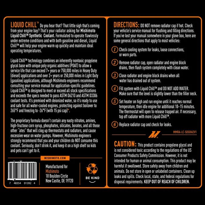 Mishimoto Liquid Chill Engine Coolant Premixed - MMRA-LC-5050F - Subimods.com