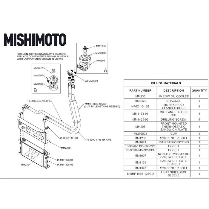 Mishimoto Thermostatic Oil Cooler Kit w/ Black Core 2022 - 2024 BRZ / 2022 - 2024 GR86 - MMOC-BRZ-22TBK - Subimods.com