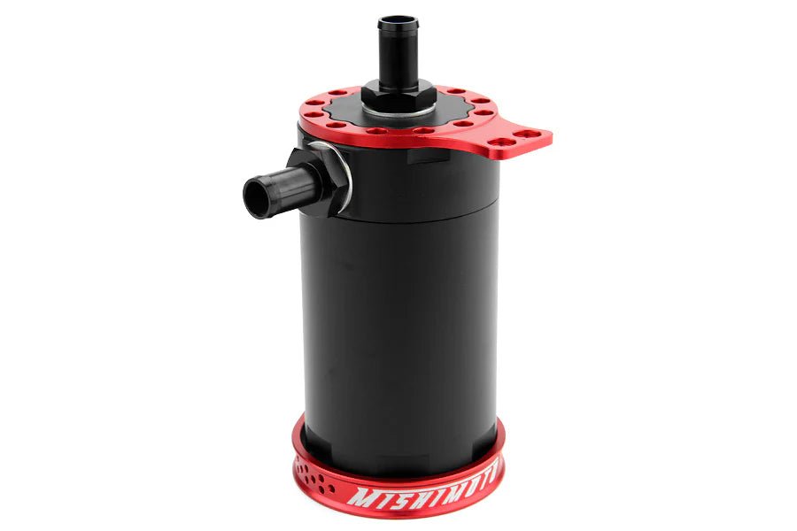 Mishimoto Universal Baffled Oil Catch Can Black w/ Red Insert - MMBCC-UNI-RD - Subimods.com