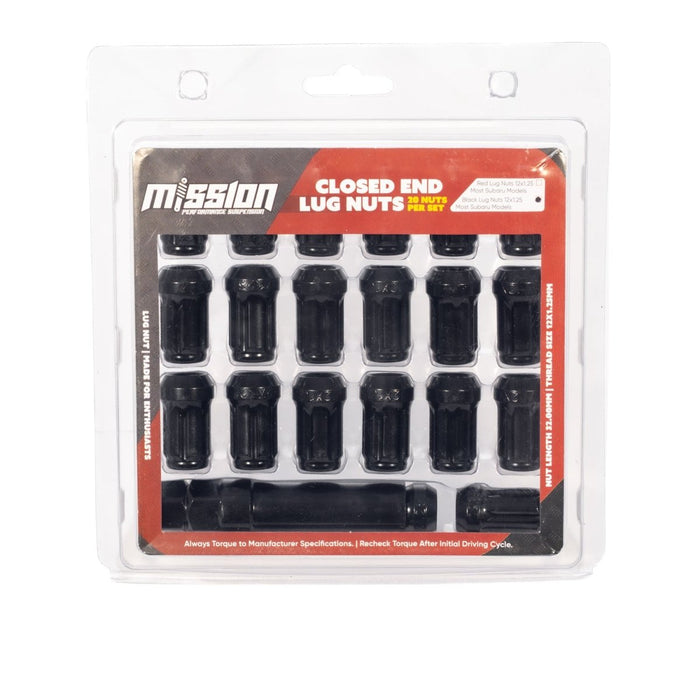 Mission Closed End Black Lug Nuts 12x1.25 Most Subaru Models - MIS-1004-BK - Subimods.com