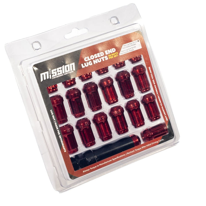 Mission Closed End Red Lug Nuts 12x1.25 Most Subaru Models - MIS-1004-RD - Subimods.com