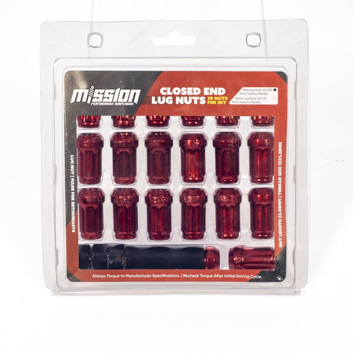 Mission Closed End Red Lug Nuts 12x1.25 Most Subaru Models - MIS-1004-RD - Subimods.com