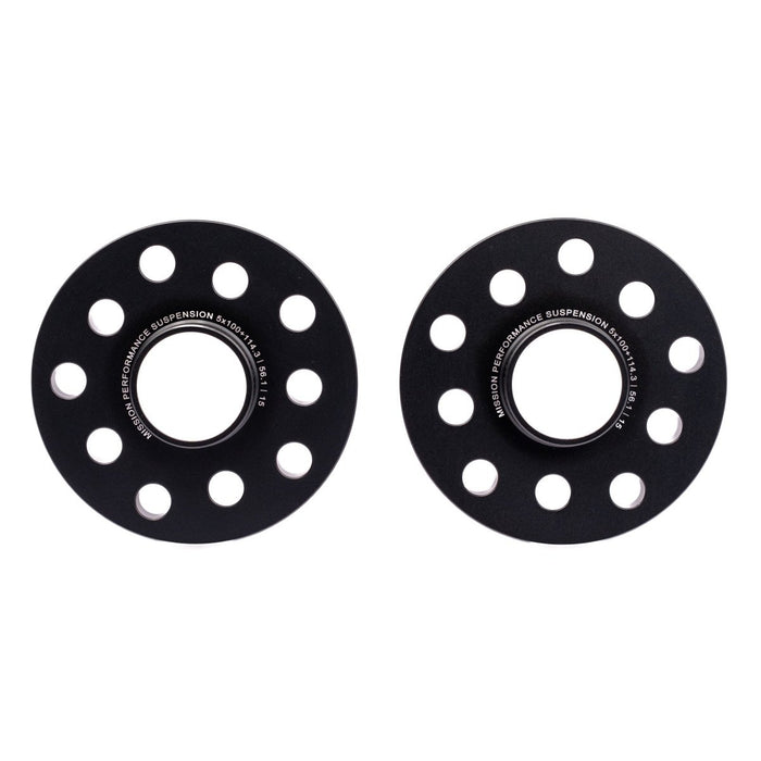 Mission ThickFit Slip On Wheel Spacer Pair 15mm 5x100 / 5x114.3 Anodized Black - MIS-WSS5b5hX61/15-56.1 - Subimods.com