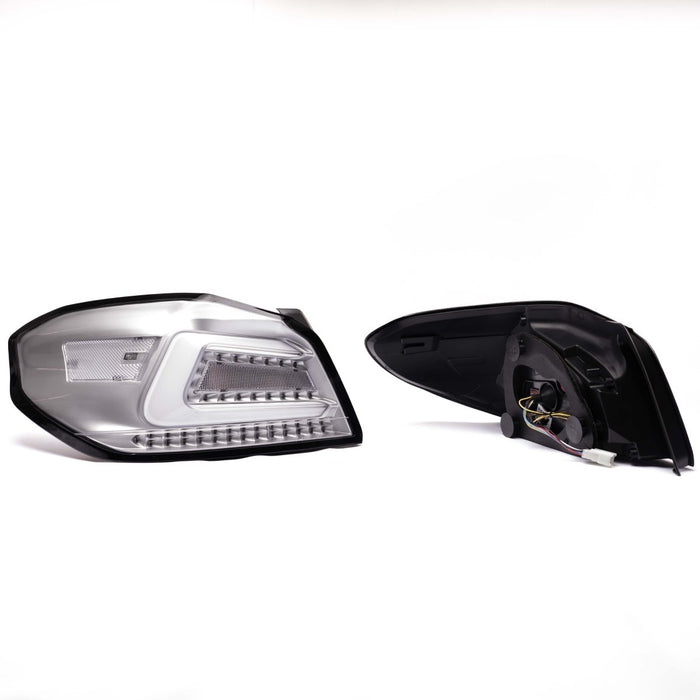 Molded Innovations CS Style Sequential LED Tail Lights Clear Lens w/ Silver Base & White Bar 2015 - 2021 WRX / 2015 - 2021 STI - A-SB-2001-U-CSC - Subimods.com