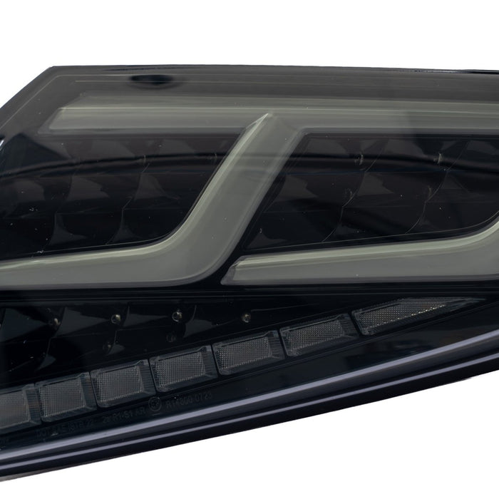 Molded Innovations CS Style Sequential LED Tail Lights Smoke Lens w/ Black Base, White DRL Bar and Clear Turn Signal Reflector 2022-2026 WRX - SB2004-SBCC - Subimods.com