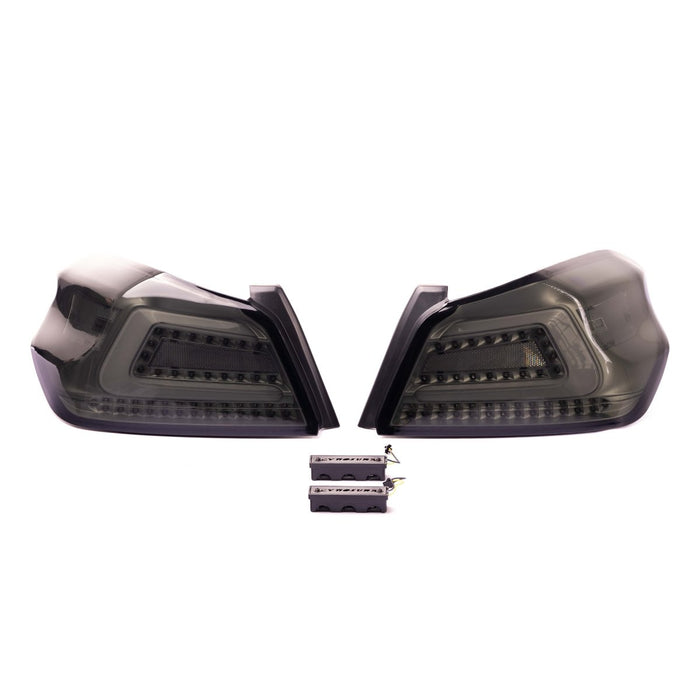 Molded Innovations CS Style Sequential LED Tail Lights Smoke Lens w/ Silver Base & White Bar 2015 - 2021 WRX / 2015 - 2021 STI - A-SB-2001-U-SSC - Subimods.com