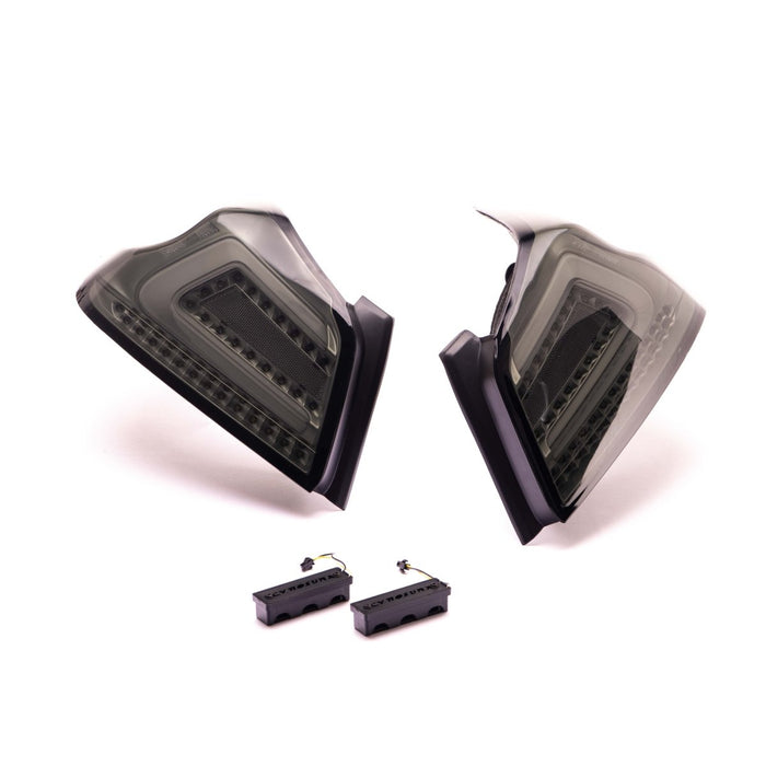 Molded Innovations CS Style Sequential LED Tail Lights Smoke Lens w/ Silver Base & White Bar 2015 - 2021 WRX / 2015 - 2021 STI - A-SB-2001-U-SSC - Subimods.com