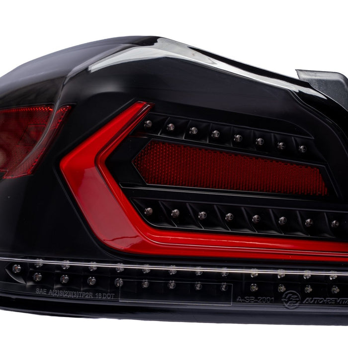 Molded Innovations EVO+ Style Sequential LED Tail Lights Clear Lens w/ Black Base & Red Bar 2015-2021 WRX / 2015-2021 STI - MI15-WRXTLEVO-CBR - Subimods.com
