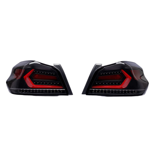 Molded Innovations EVO+ Style Sequential LED Tail Lights Clear Lens w/ Black Base & Red Bar 2015-2021 WRX / 2015-2021 STI - MI15-WRXTLEVO-CBR - Subimods.com