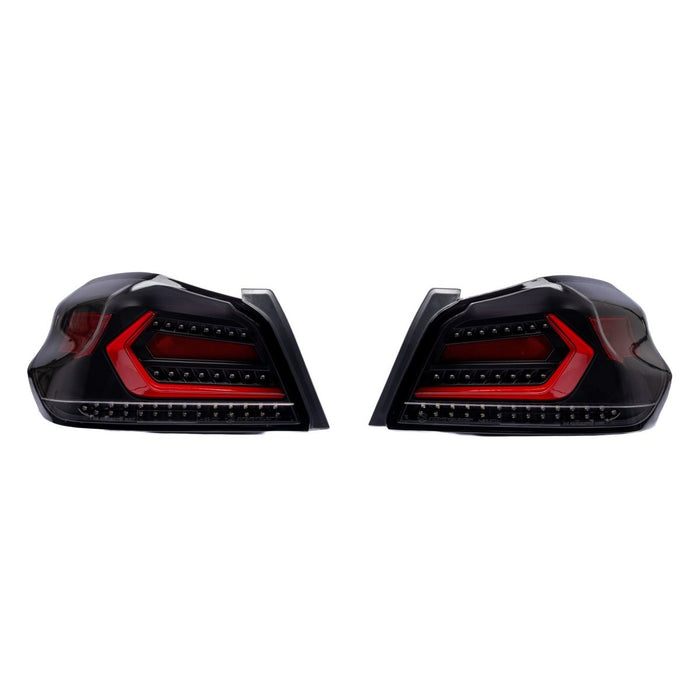 Molded Innovations EVO+ Style Sequential LED Tail Lights Clear Lens w/ Black Base & Red Bar 2015-2021 WRX / 2015-2021 STI - MI15-WRXTLEVO-CBR - Subimods.com