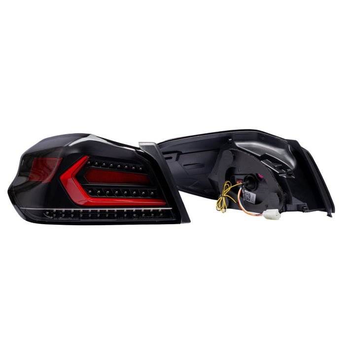 Molded Innovations EVO+ Style Sequential LED Tail Lights Clear Lens w/ Black Base & Red Bar 2015-2021 WRX / 2015-2021 STI - MI15-WRXTLEVO-CBR - Subimods.com