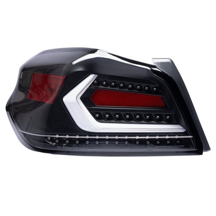 Molded Innovations EVO+ Style Sequential LED Tail Lights Clear Lens w/ Black Base & White Bar 2015-2021 WRX / 2015-2021 STI - MI15-WRXTLEVO-CBW - Subimods.com