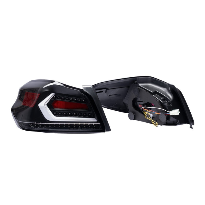 Molded Innovations EVO+ Style Sequential LED Tail Lights Clear Lens w/ Black Base & White Bar 2015-2021 WRX / 2015-2021 STI - MI15-WRXTLEVO-CBW - Subimods.com