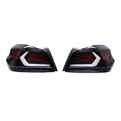Molded Innovations EVO+ Style Sequential LED Tail Lights Clear Lens w/ Black Base & White Bar 2015-2021 WRX / 2015-2021 STI - MI15-WRXTLEVO-CBW - Subimods.com