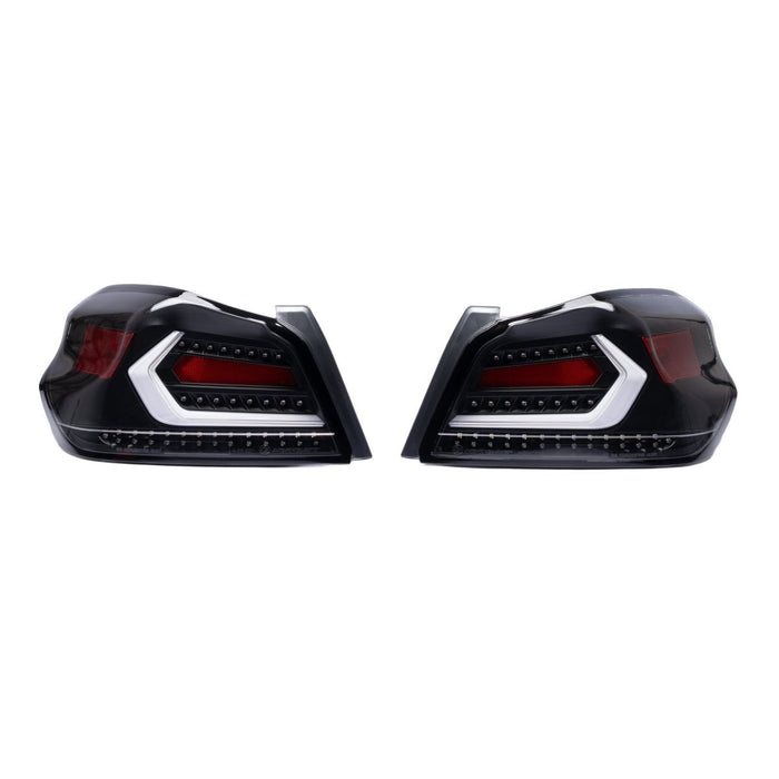 Molded Innovations EVO+ Style Sequential LED Tail Lights Clear Lens w/ Black Base & White Bar 2015-2021 WRX / 2015-2021 STI - MI15-WRXTLEVO-CBW - Subimods.com
