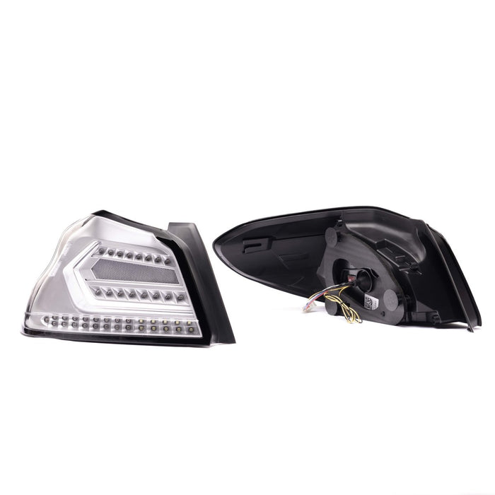 Molded Innovations EVO+ Style Sequential LED Tail Lights Clear Lens w/ Silver Base & White Bar 2015 - 2021 WRX / 2015 - 2021 STI - SB2002-U-CSC - Subimods.com