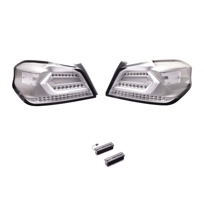 Molded Innovations EVO+ Style Sequential LED Tail Lights Clear Lens w/ Silver Base & White Bar 2015 - 2021 WRX / 2015 - 2021 STI - SB2002-U-CSC - Subimods.com