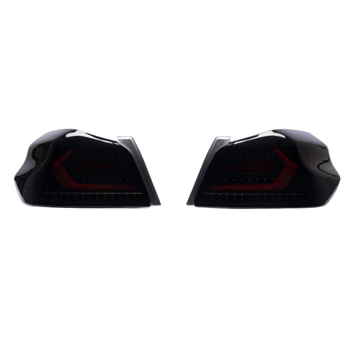 Molded Innovations EVO+ Style Sequential LED Tail Lights Smoked Lens w/ Black Base & Red Bar 2015-2021 WRX / 2015-2021 STI - MI15-WRXTLEVO-SBR - Subimods.com