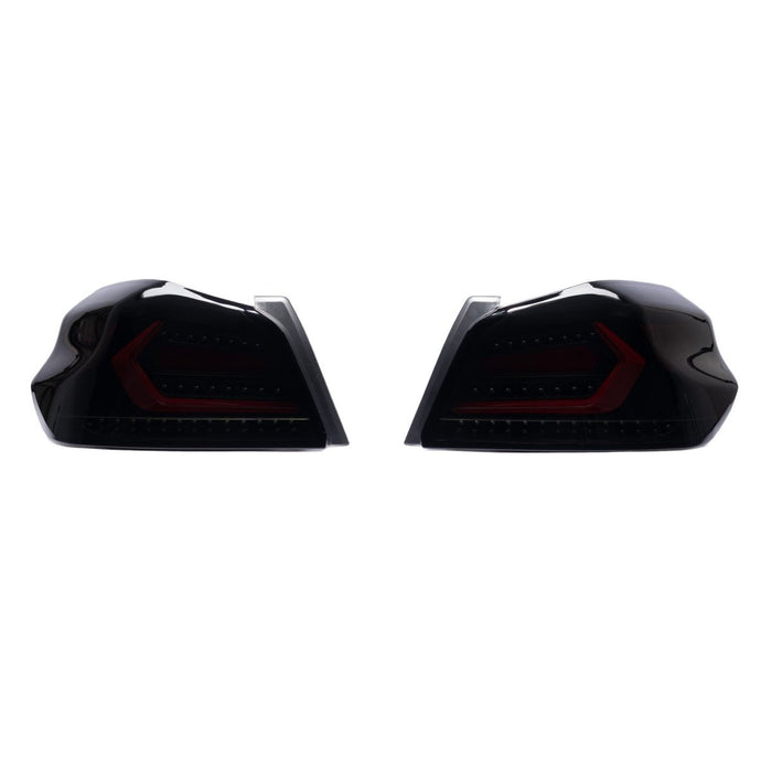 Molded Innovations EVO+ Style Sequential LED Tail Lights Smoked Lens w/ Black Base & Red Bar 2015-2021 WRX / 2015-2021 STI - MI15-WRXTLEVO-SBR - Subimods.com