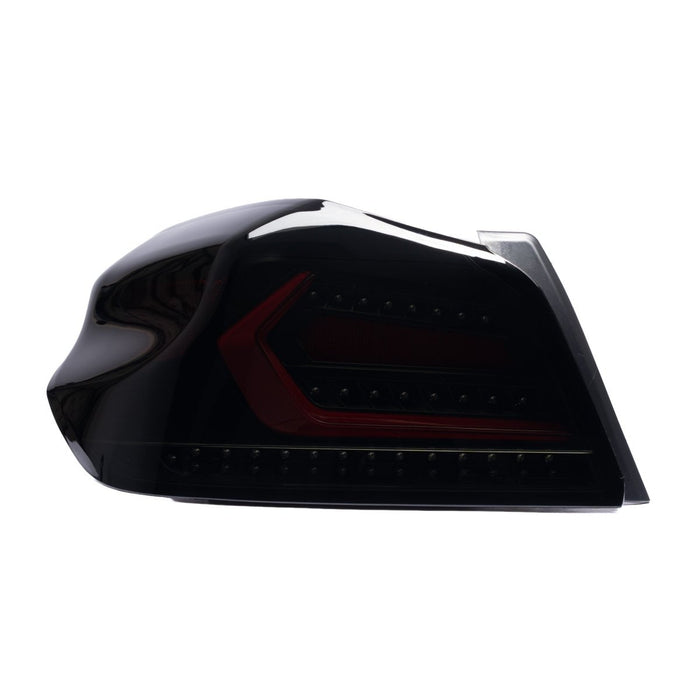 Molded Innovations EVO+ Style Sequential LED Tail Lights Smoked Lens w/ Black Base & Red Bar 2015-2021 WRX / 2015-2021 STI - MI15-WRXTLEVO-SBR - Subimods.com