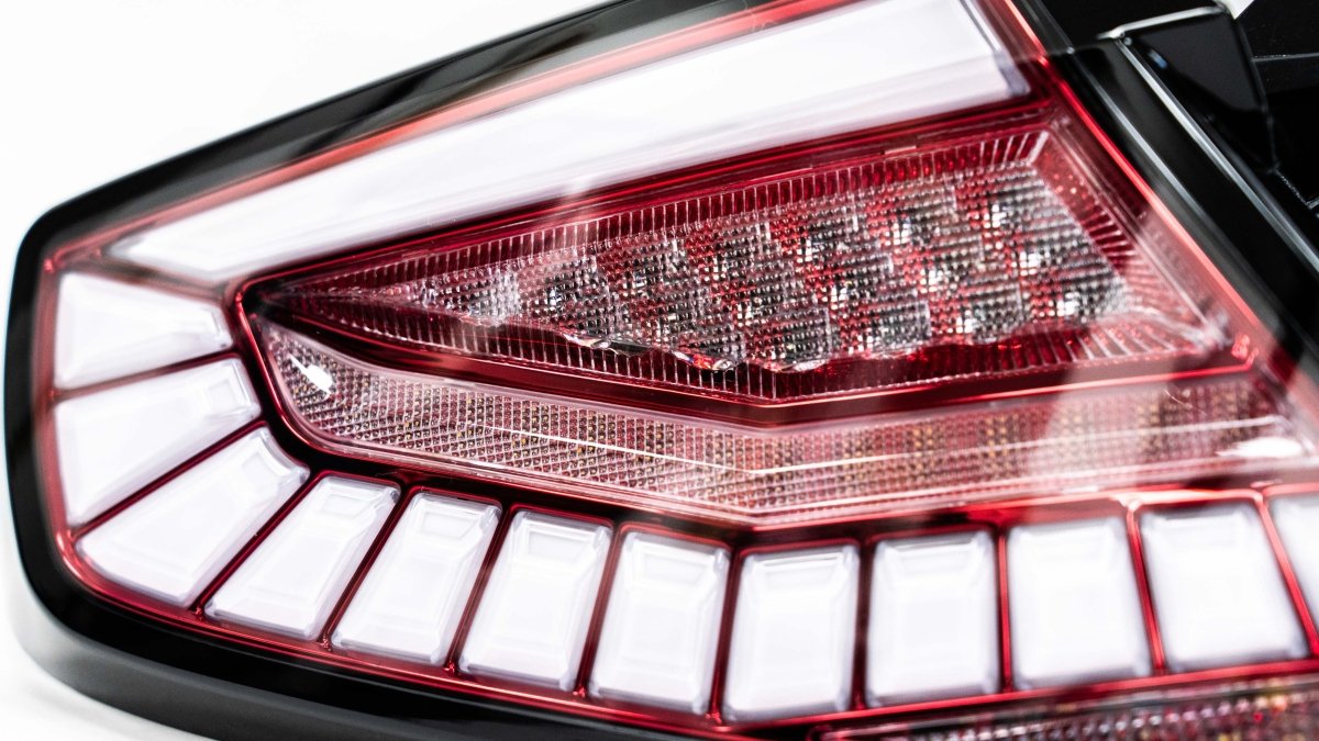 Molded Innovations EvoGlow Series DynamicLume LED Tail Lights Red Lens w/ Black Base & White Bar 2022 - 2024 WRX - 24SB - WRTL - V1 - RB1 - Subimods.com