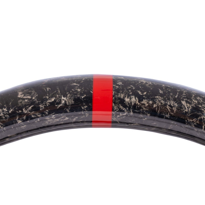 Molded Innovations Forged Carbon Fiber Steering Wheel w/ Suede Grip, Red Stripe and Red Stitching 2013-2016 BRZ / 2013-2016 FRS - MIZC6-WHL-A/FC-R-R - Subimods.com