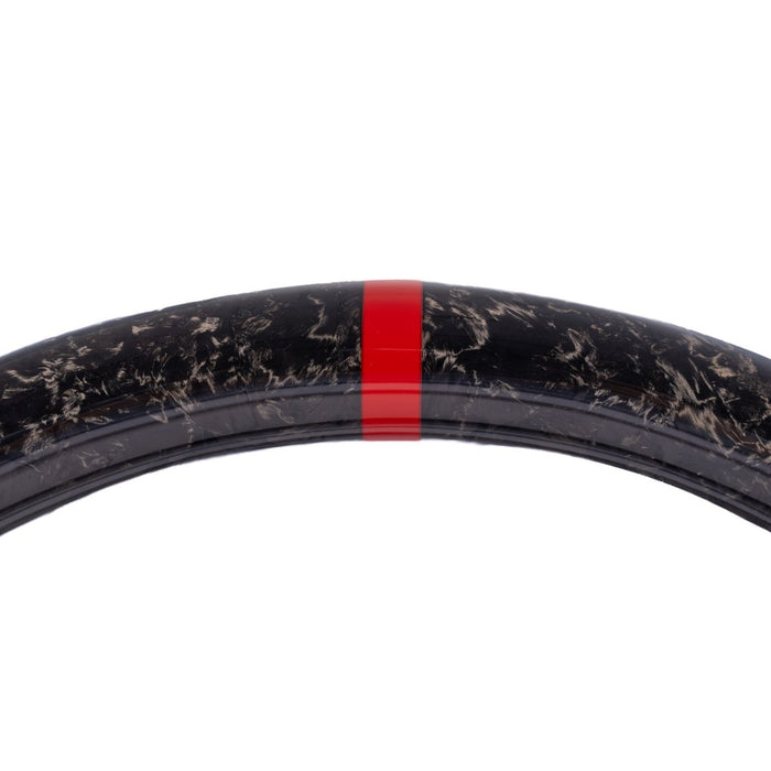 Molded Innovations Forged Carbon Fiber Steering Wheel w/ Suede Grip, Red Stripe and Red Stitching 2017-2026 BRZ / 2017-2021 GT86 / 2022-2026 GR86 - MIZD6-WHL-A/FC-R-R - Subimods.com