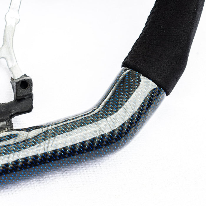 Molded Innovations Glitter Series Carbon Fiber Steering Wheel w/ Suede Grip, Black Stitching and Blue Glitter Carbon 2015 - 2021 WRX / 2015 - 2021 STI - SU152 - LE15 - G6A - B - Subimods.com